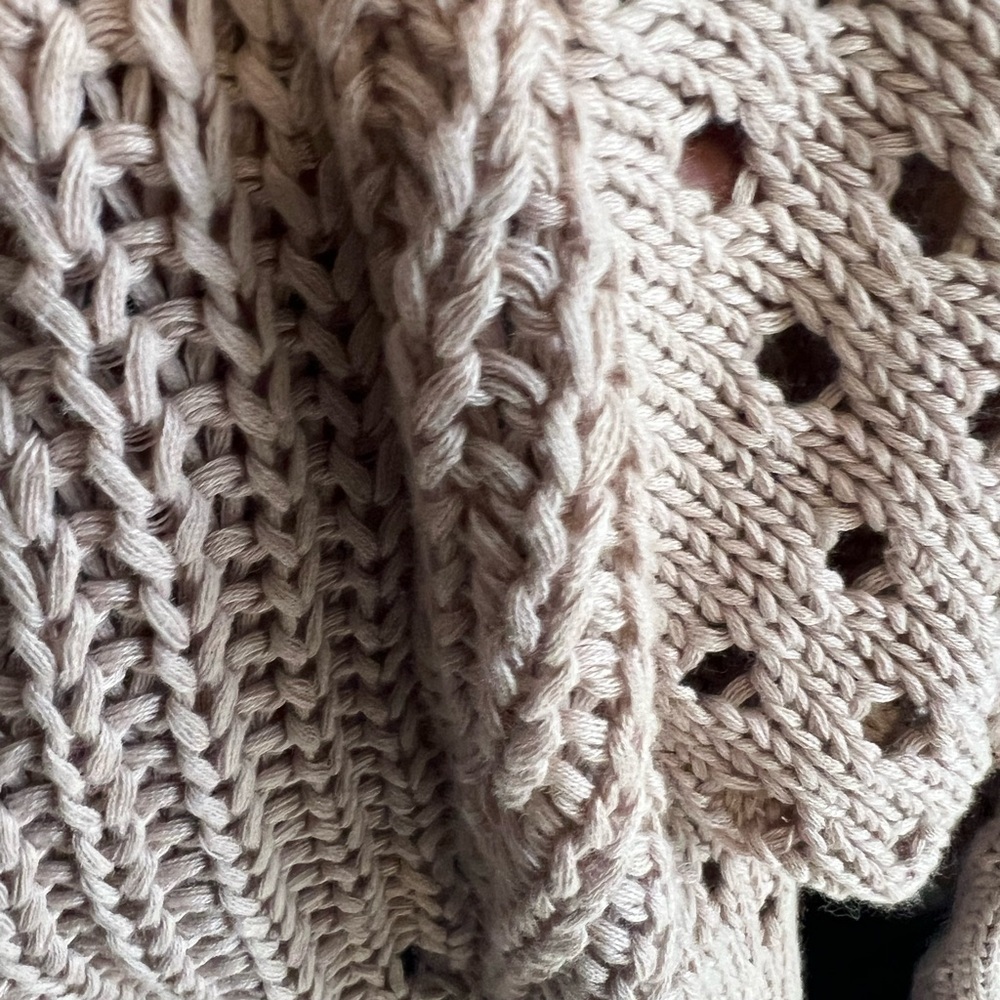 Hem & Thread Cream Cable Knit Cardigan Sweater - Picture 3 of 6